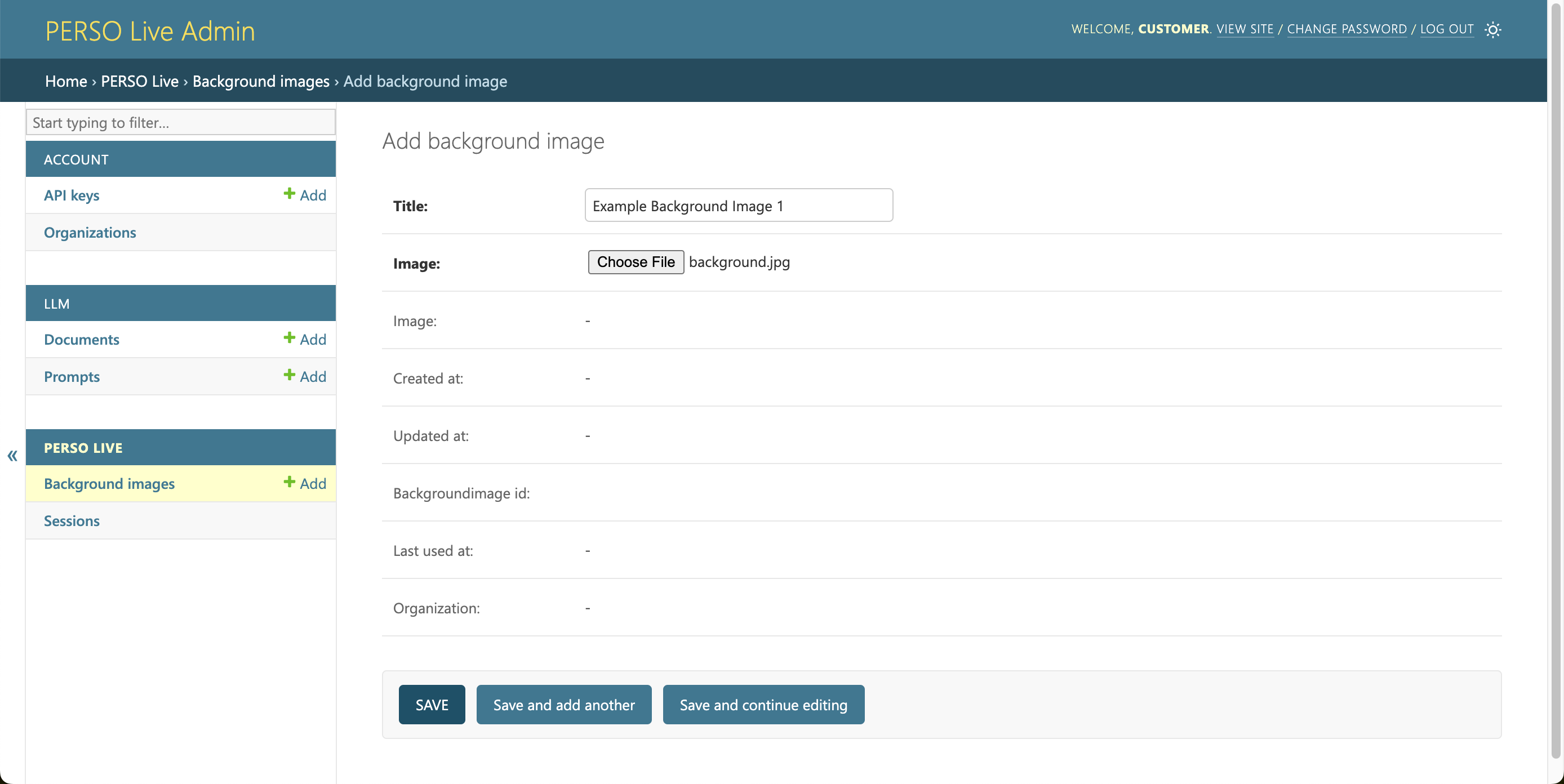 Create backgroundimage